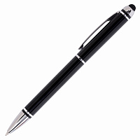 Ручка-стилус SONNEN для смартфонов/планшетов, СИНЯЯ, корпус черный, серебристые детали, линия письма