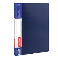Папка с боковым металлическим прижимом и внутренним карманом BRAUBERG "Contract", синяя, до 100 л., 