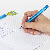 Ручка стираемая гелевая ЮНЛАНДИЯ "Горошек", СИНЯЯ, прорезиненный корпус ассорти, линия письма 0,35 м