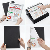 Обложки картонные для переплета БОЛЬШОЙ ФОРМАТ А3, КОМПЛЕКТ 100 шт., тиснение под кожу, 230 г/м2, че