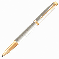 Ручка-роллер PARKER "IM Premium Pearl GT", корпус жемчужный лак, позолоченные детали, черная, 214364