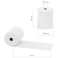 Чековая лента ТЕРМОБУМАГА 80 мм (диаметр 66 мм, длина 60 м, втулка 12 мм) КОМПЛЕКТ 6 шт., STAFF, 110