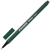 Ручка капиллярная (линер) BRAUBERG "Aero", ТЕМНО-ЗЕЛЕНАЯ, трехгранная, металлический наконечник, лин