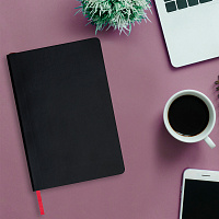 Блокнот А5 (148x218 мм), BRAUBERG "Metropolis Mix", под кожу, 80 л., в точку, черный, 113314