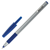 Ручка шариковая с грипом BRAUBERG "i-STICK POINT", СИНЯЯ, корпус серый, игольчатый узел 0,7 мм, лини