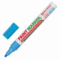 Маркер-краска лаковый (paint marker) 4 мм, ГОЛУБОЙ, БЕЗ КСИЛОЛА (без запаха), алюминий, BRAUBERG PRO
