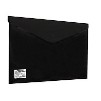 Папка-конверт с кнопкой BRAUBERG, А4, до 100 листов, непрозрачная, черная, СВЕРХПРОЧНАЯ 0,2 мм, 2213