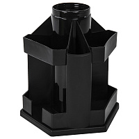 Подставка-органайзер BRAUBERG MAXI DESK, 10 отделений, вращающаяся, 157х140х175 мм, черная, 238093, 