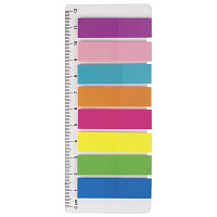 Закладки клейкие BRAUBERG НЕОНОВЫЕ пластиковые, 45х12 мм, 8 цветов х 25 листов, на пластиковой линей