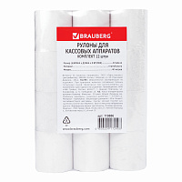 Чековая лента ТЕРМОБУМАГА 57 мм (диаметр 51 мм, длина 40 м, втулка 12 мм) КОМПЛЕКТ 12 шт., BRAUBERG,