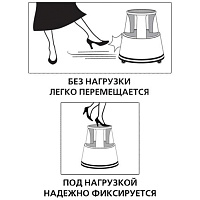 Стремянка-табурет передвижная, 2 ступени, на колесах (под нагрузкой статична), 43 см, пластик, до 15