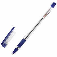 Ручка шариковая масляная с грипом STAFF "Basic OBP-11", СИНЯЯ, узел 1 мм, линия письма 0,5 мм, 14374
