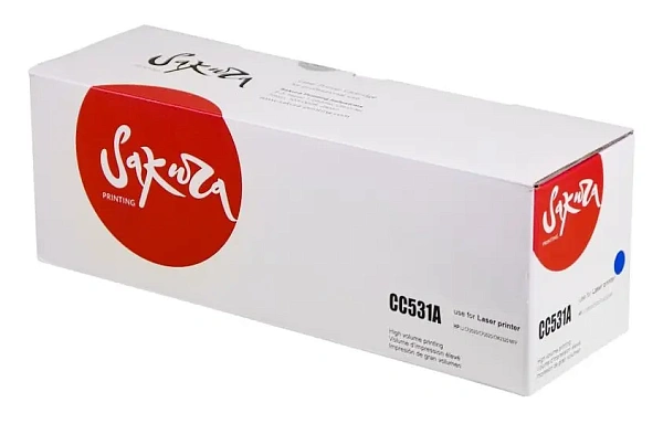 купить совместимый Картридж SAKURA CC531A голубой совместимый с принтером HP (SACC531A) 