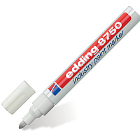 Маркер-краска лаковый (paint marker) EDDING "8750", БЕЛЫЙ, 2-4 мм, круглый наконечник, алюминиевый к