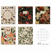 Тетрадь А5 48 л. BRUNO VISCONTI скоба, клетка, Soft Touch, фольга, "BLOOM FLOWERS" (5 видов), 7-48-1