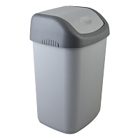 Ведро-контейнер 14 л с КАЧАЮЩЕЙСЯ КРЫШКОЙ, для мусора, ПОДВЕСНОЕ, 42х27х21 см, серый/графит, 327, 43