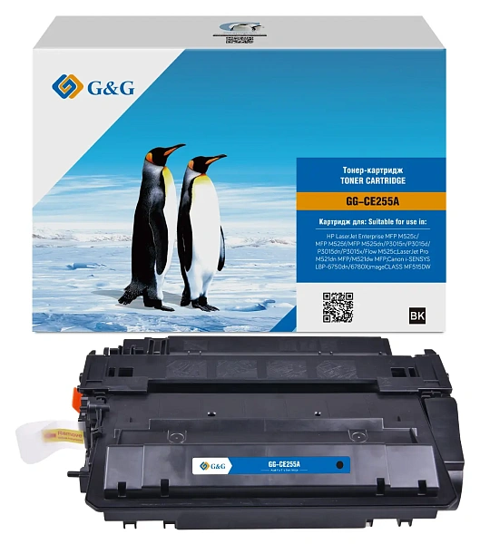 купить совместимый Картридж G&G CE255A черный совместимый с принтером HP (GG-CE255A) 