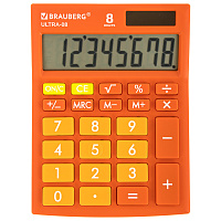 Калькулятор настольный BRAUBERG ULTRA-08-RG, КОМПАКТНЫЙ (154x115 мм), 8 разрядов, двойное питание, О