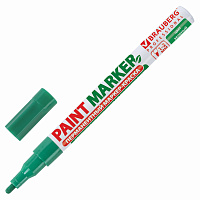 Маркер-краска лаковый (paint marker) 2 мм, ЗЕЛЕНЫЙ, БЕЗ КСИЛОЛА (без запаха), алюминий, BRAUBERG PRO