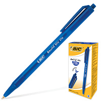 Ручка шариковая автоматическая BIC "Round Stic Clic", СИНЯЯ, корпус тонированный синий, узел 1 мм, л