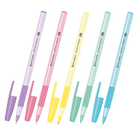 Ручка шариковая с грипом BRAUBERG "i-STICK POINT PASTEL", СИНЯЯ, корпус ассорти, игольчатый узел 0,7