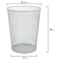 Корзина для бумаг, 9 л, металлическая, серебристая, BRAUBERG "Germanium", 231959