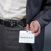 Держатель рулетка для бейджей 70 см, петелька, черный, в блистере, BRAUBERG, 238237