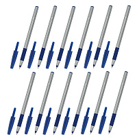 Ручки шариковые с грипом BRAUBERG "i-STICK POINT", НАБОР 10+2 ШТ., СИНИЕ, линия письма 0,35 мм, блис