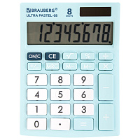 Калькулятор настольный BRAUBERG ULTRA PASTEL-08-LB, КОМПАКТНЫЙ (154x115 мм), 8 разрядов, двойное пит