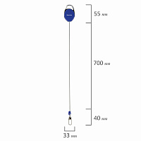 Держатель-рулетка для бейджей, 70 см, карабин, синий, в блистере, BRAUBERG, 238239