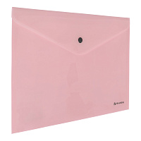 Папка-конверт с кнопкой BRAUBERG "Pastel", А4, до 100 листов, непрозрачная, персиковая, 0,18 мм, 270