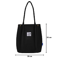 Сумка шоппер BRAUBERG MOMENTS, вельвет, 35х30 см, черный, 271905