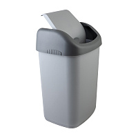 Ведро-контейнер 14 л с КАЧАЮЩЕЙСЯ КРЫШКОЙ, для мусора, ПОДВЕСНОЕ, 42х27х21 см, серый/графит, 327, 43