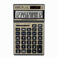Калькулятор настольный металлический STAFF STF-7712-GOLD (179х107 мм), 12 разрядов, двойное питание,