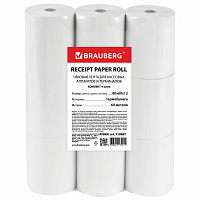 Чековая лента ТЕРМОБУМАГА 80 мм (диаметр 63 мм, длина 60 м, втулка 12 мм) КОМПЛЕКТ 9 шт., BRAUBERG, 
