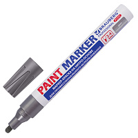 Маркер-краска лаковый (paint marker) 4 мм, СЕРЕБРЯНЫЙ, НИТРО-ОСНОВА, алюминиевый корпус, BRAUBERG PR