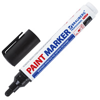 Маркер-краска лаковый (paint marker) 6 мм, ЧЕРНЫЙ, НИТРО-ОСНОВА, BRAUBERG PROFESSIONAL PLUS EXTRA, 1