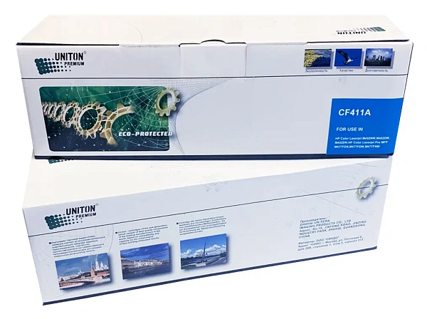 купить совместимый Картридж UNITON Premium GREEN LINE CF411A голубой совместимый с принтером HP (124874) 