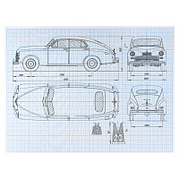 Бумага масштабно-координатная (миллиметровая), папка, БОЛЬШОЙ ФОРМАТ А3, голубая, 20 листов, ПЛОТНАЯ