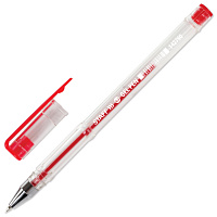 Ручка гелевая STAFF "Basic" GP-789, КРАСНАЯ, корпус прозрачный, хромированные детали, узел 0,5 мм, 1