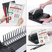 Пружины пластиковые для переплета, КОМПЛЕКТ 100 шт., 10 мм (для сшивания 41-55 л.), белые, BRAUBERG,