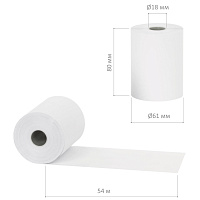 Чековая лента ТЕРМОБУМАГА 80 мм (диаметр 61 мм, длина 54 м, втулка 18 мм) КОМПЛЕКТ 6 шт., BRAUBERG, 