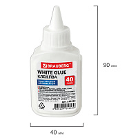 Клей ПВА BRAUBERG (бумага, картон, дерево), 40 г, 222923
