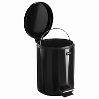 Ведро-контейнер для мусора (урна) с педалью LAIMA "Classic", 5 л, черное, глянцевое, металл, со съем