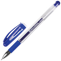 Ручка гелевая с грипом BRAUBERG "Geller", СИНЯЯ, игольчатый узел 0,5 мм, линия письма 0,35 мм, 14117