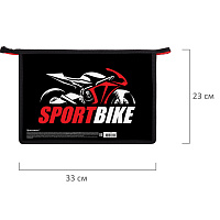Папка для труда на молнии BRAUBERG А4, 2 отделения, органайзер, "Sport bike", 270981