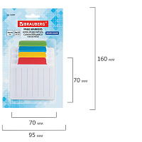 Блок-разделитель самоклеящийся (стикеры) BRAUBERG, ЛИНОВАННЫЙ, 70х70 мм, 4 цвета х 25 листов, ассорт