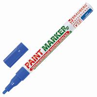 Маркер-краска лаковый (paint marker) 2 мм, СИНИЙ, БЕЗ КСИЛОЛА (без запаха), алюминий, BRAUBERG PROFE