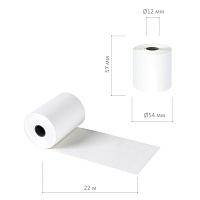 Чековая лента ОФСЕТ 57 мм (диаметр 54 мм, длина 22 м, втулка 12 мм) НЕ ТЕРМОБУМАГА, белизна 96%, КОМ