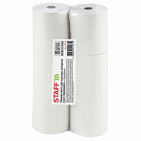 Чековая лента ТЕРМОБУМАГА 80 мм (диаметр 66 мм, длина 60 м, втулка 12 мм) КОМПЛЕКТ 6 шт., STAFF, 110